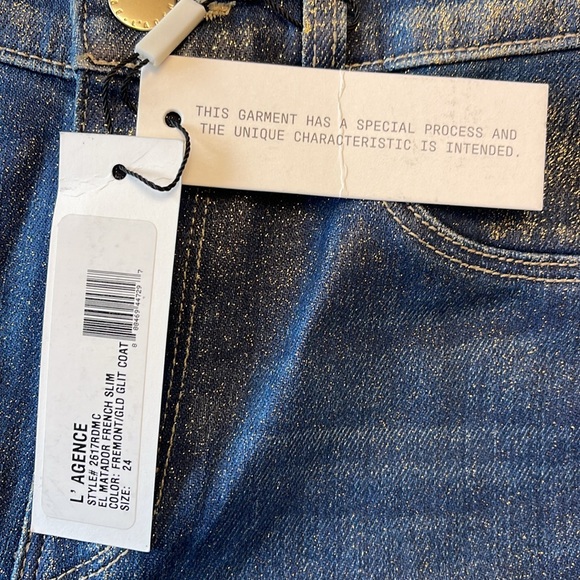 L’AGENCE shiny French slim jeans with gold glitter - Picture 10 of 14